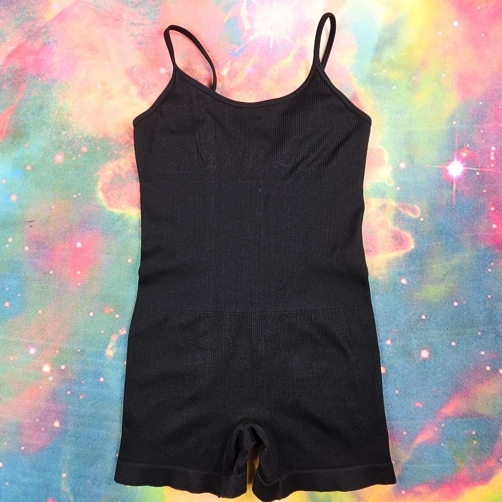 Viral OQQ Women's Black Yoga One Piece Ribbed Seamless Shapewear Workout‎ Romper